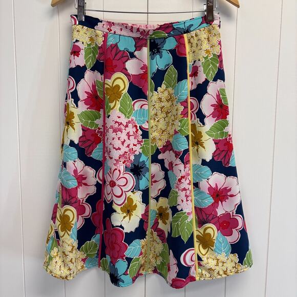 Vintage Requirements Petite Midi Skirt Size 6P Floral Twee Abstract Librarian - Picture 1 of 8
